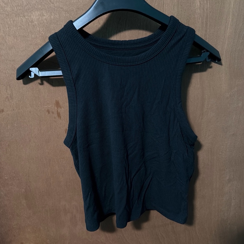 Black Ribbed Tank Top